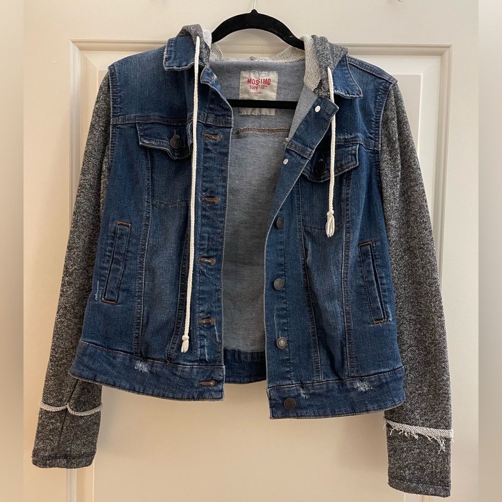 Mossimo Blue Denim Jacket with Gray Sleeves
